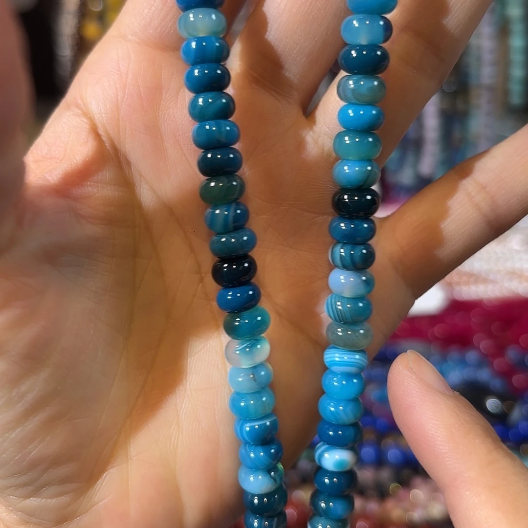 玛瑙/玉髓未镶嵌珠宝半成品蓝玛瑙卡4-8一条