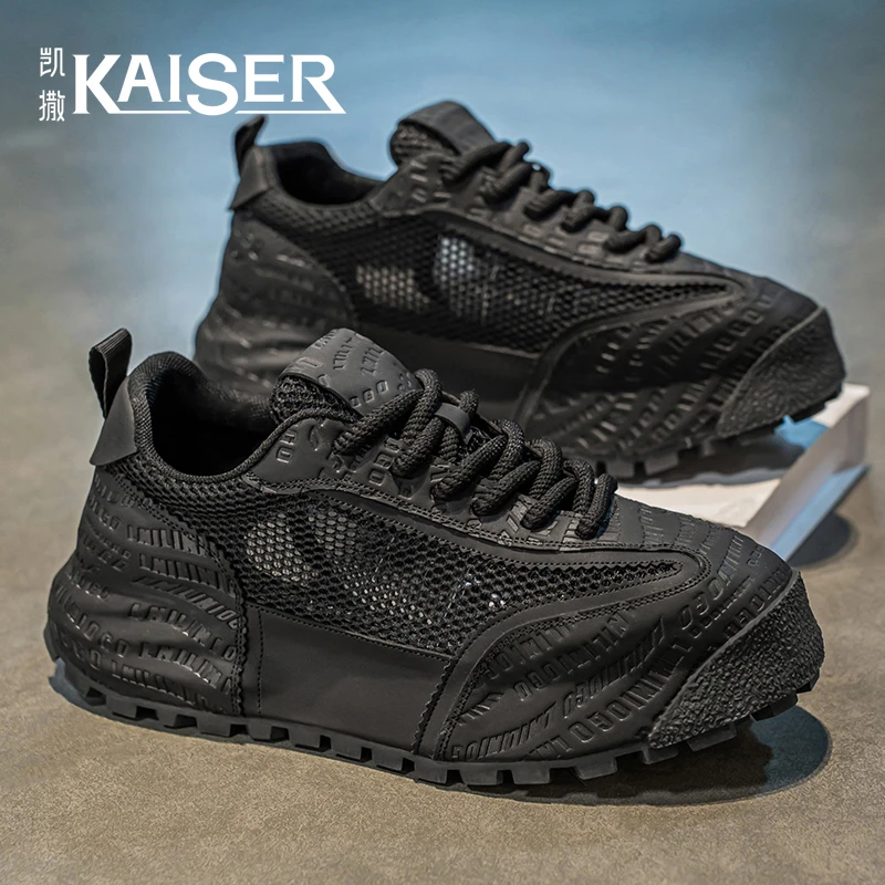 【凯撒】男鞋夏季透气轻便网面鞋子男款时尚厚底运动休闲老爹鞋QG87