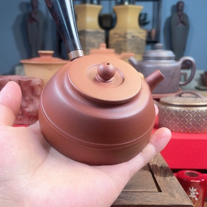 茶杯紫砂紫砂侧把壶花泥