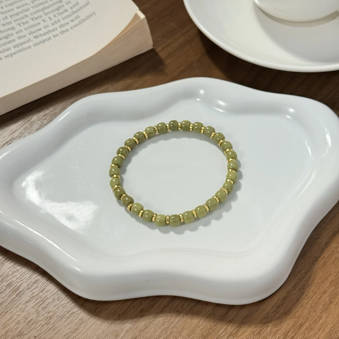 合金水晶手链 牛油果阿拉善老型隔片手串
