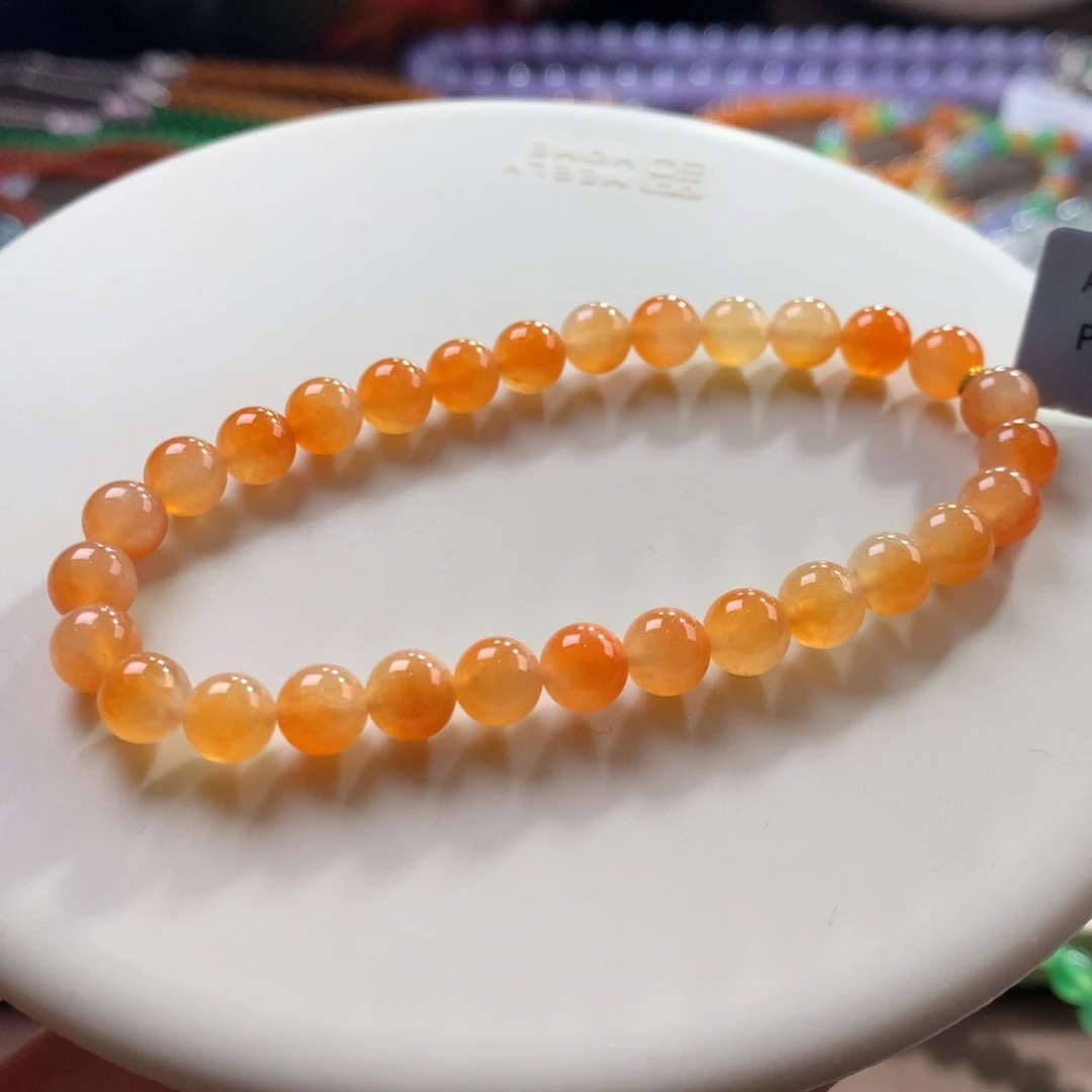 未镶嵌手链翡翠翡翠冰底西柚红卡6.10+