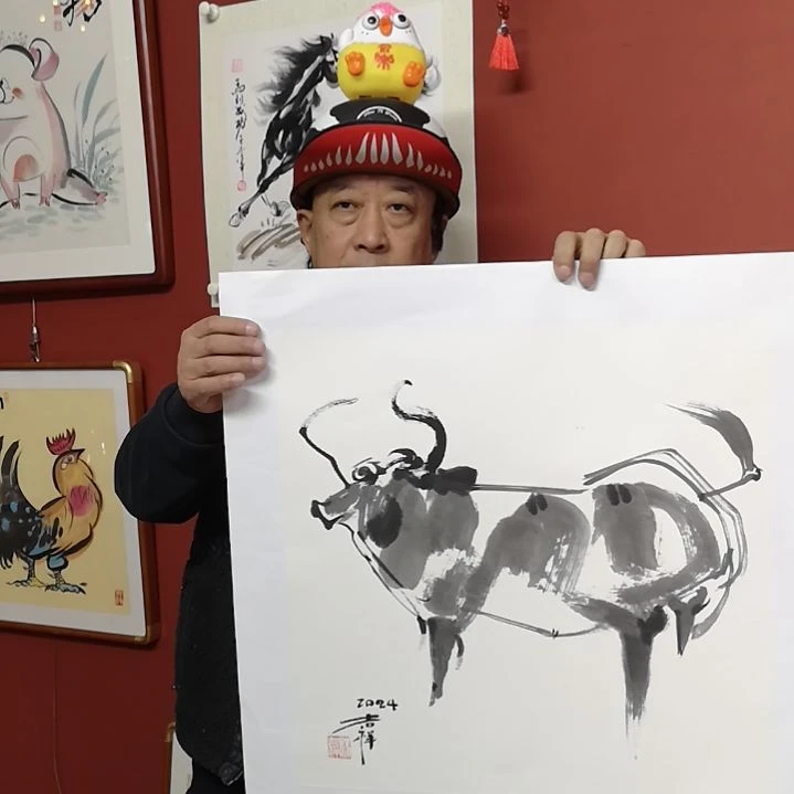 牛气冲天书画作品