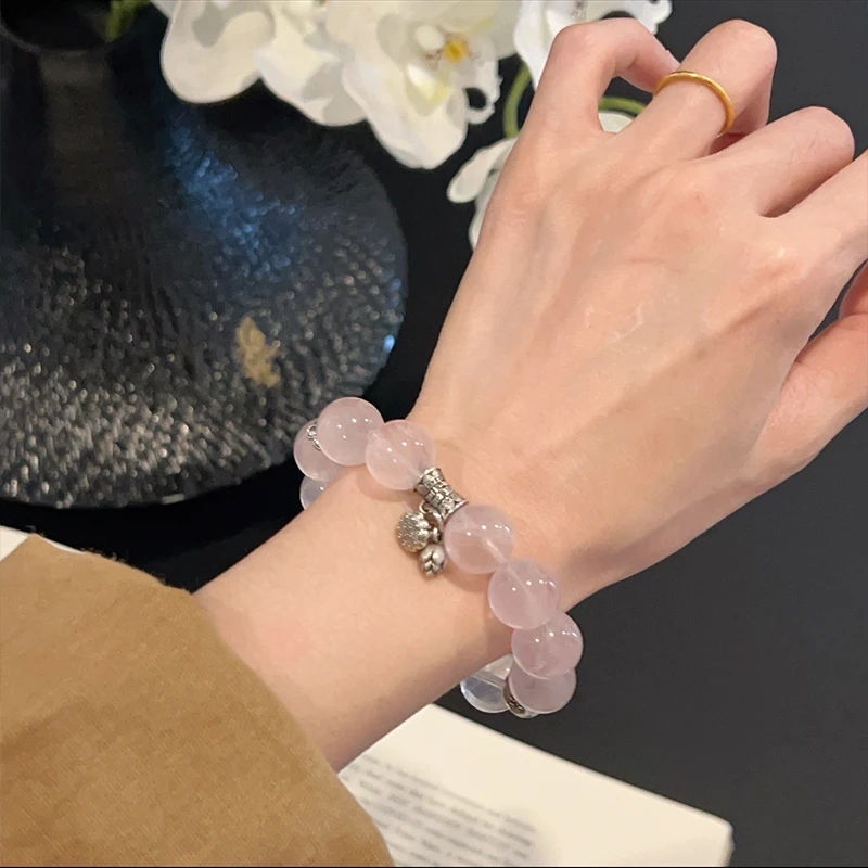 【粉黛佳人】露思同款13.5mm粉水晶手串女原创设计天然水晶手链Y308