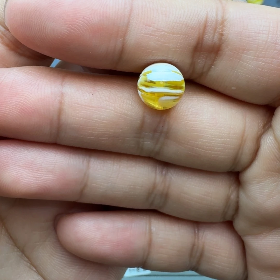琥珀未镶嵌裸石10金白拉丝圆珠