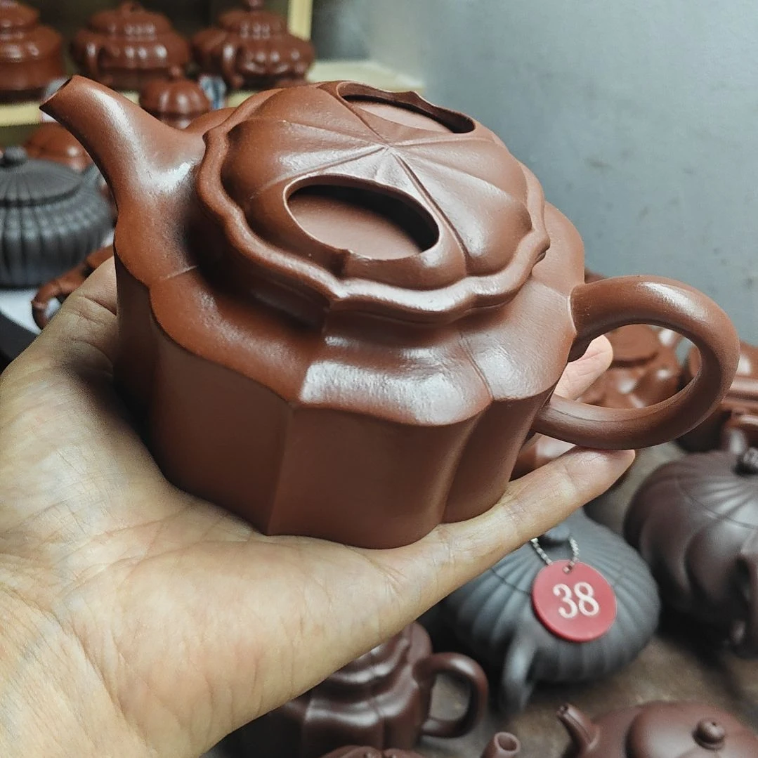 宜兴紫砂壶筋纹器半手工制作赵庄朱泥容量三佰左右