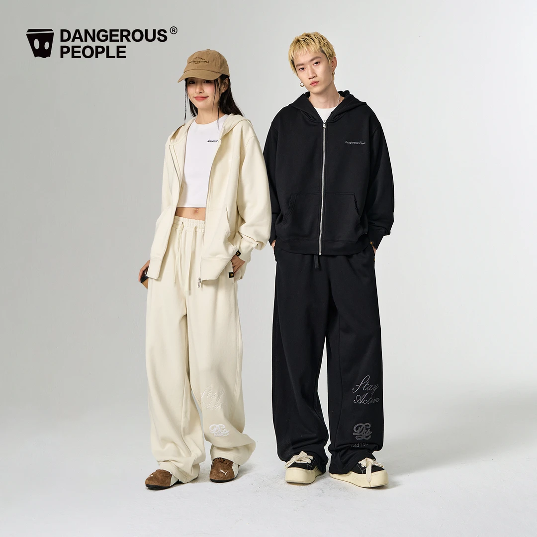 Dangerouspeople薛之谦dsp毛边字体连帽开衫潮牌宽松百搭外套