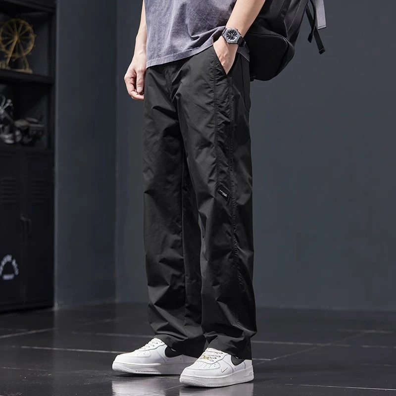 美式潮牌休闲裤2025夏季薄款宽松直筒阔腿运动工装速干长裤子男装