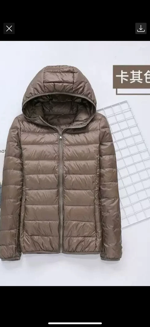 轻薄款纯色短款拉链连帽冬装羽绒服