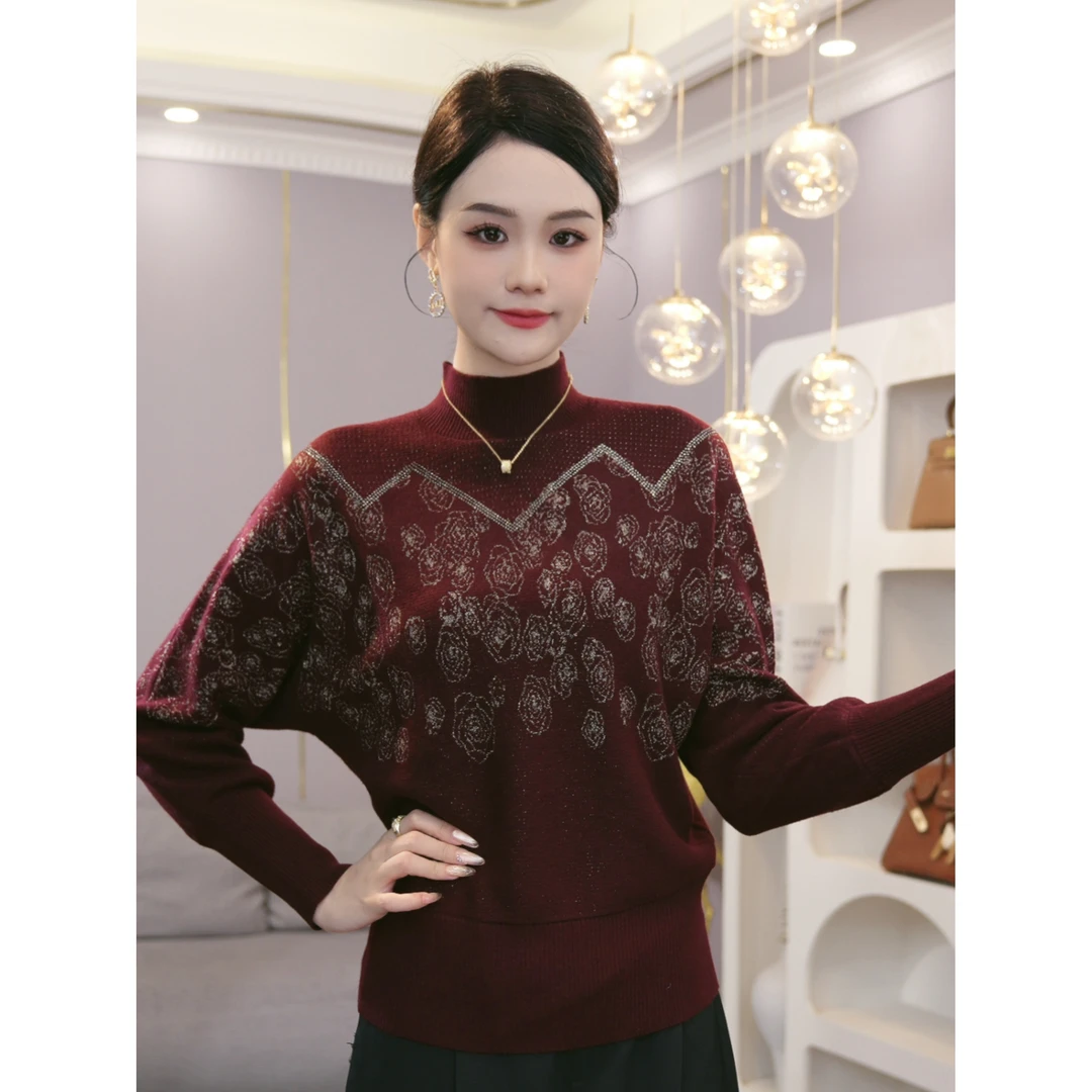2026秋冬新款【LT-1247JR】醋酸天丝羊毛红色老钱风软糯针织衫毛