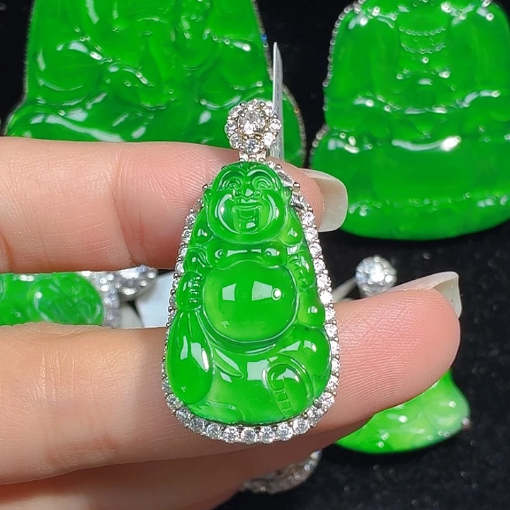 翡翠银S925镶嵌颈饰天然A货翡翠