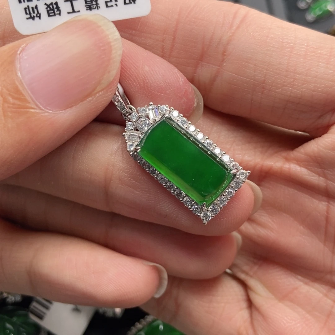 翡翠银S925镶嵌吊坠(不含链)