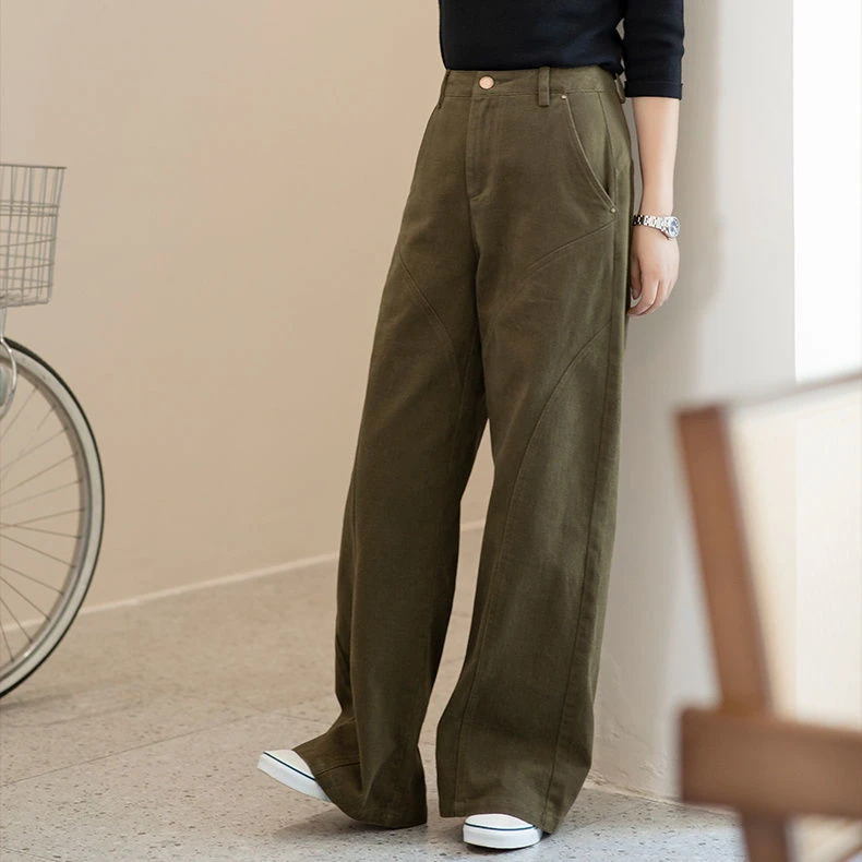 高腰拖地阔腿裤女2025秋冬季新款休闲显瘦百搭宽松直筒裤工装裤子