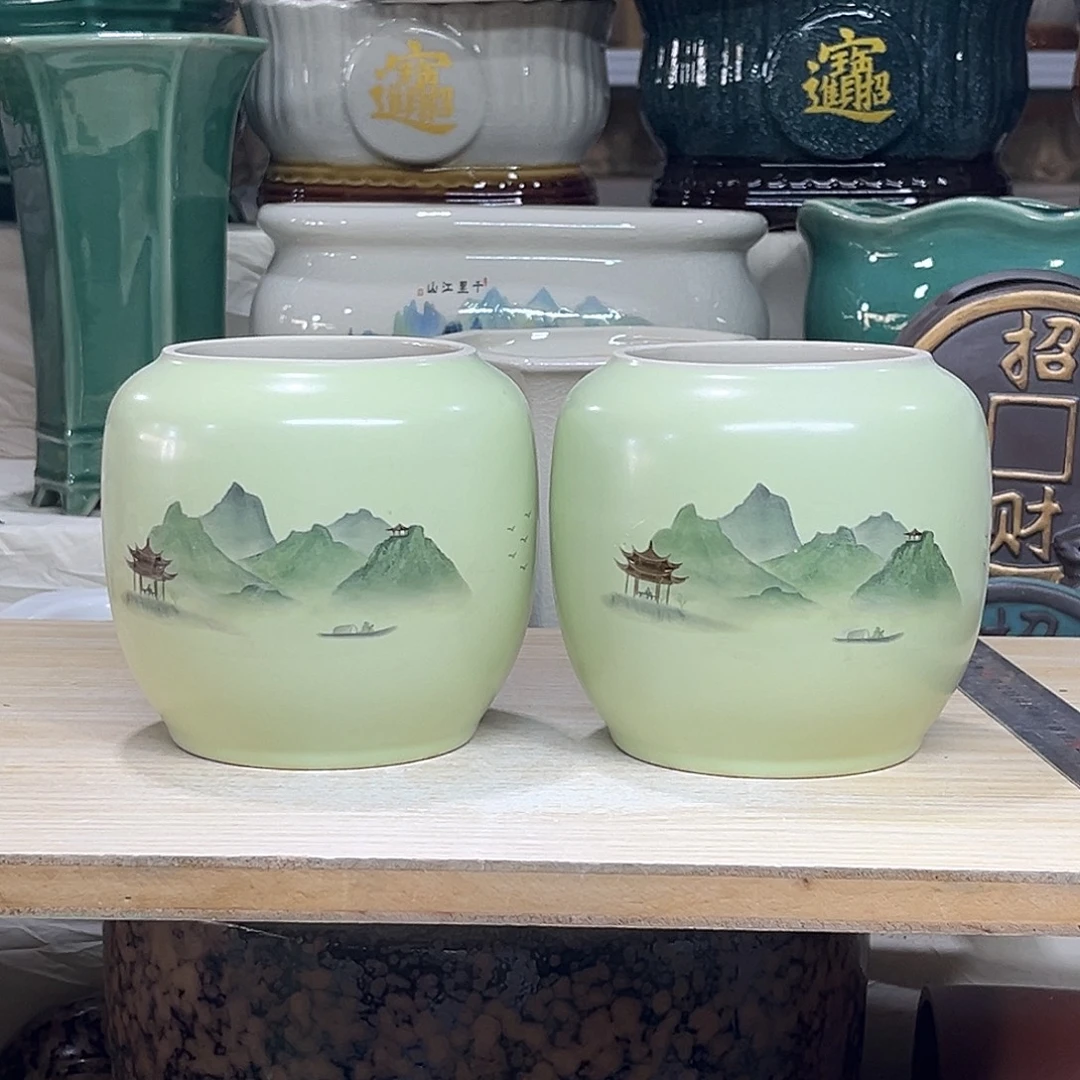 陶瓷绿植多肉微瑕花盆口径8.5*12打孔