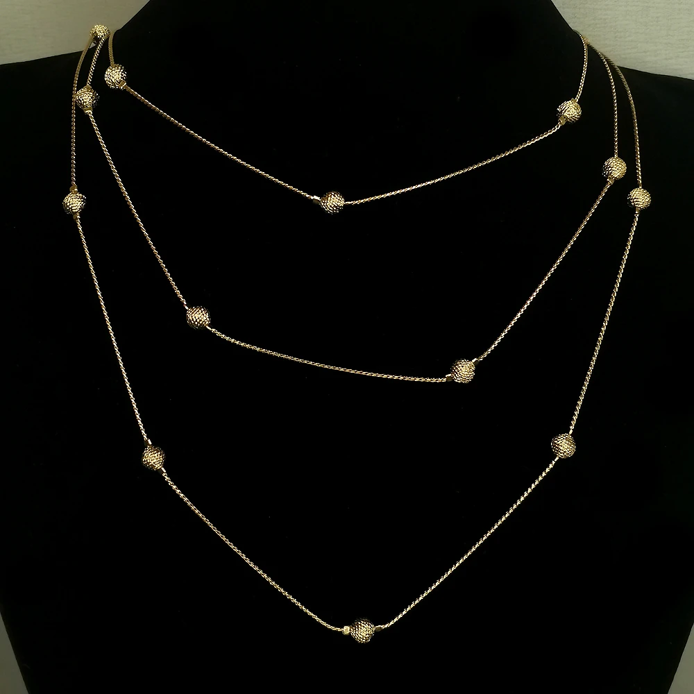 Jaon Rivers重工錾刻金球满天星项链150+8cm[2501035-051]