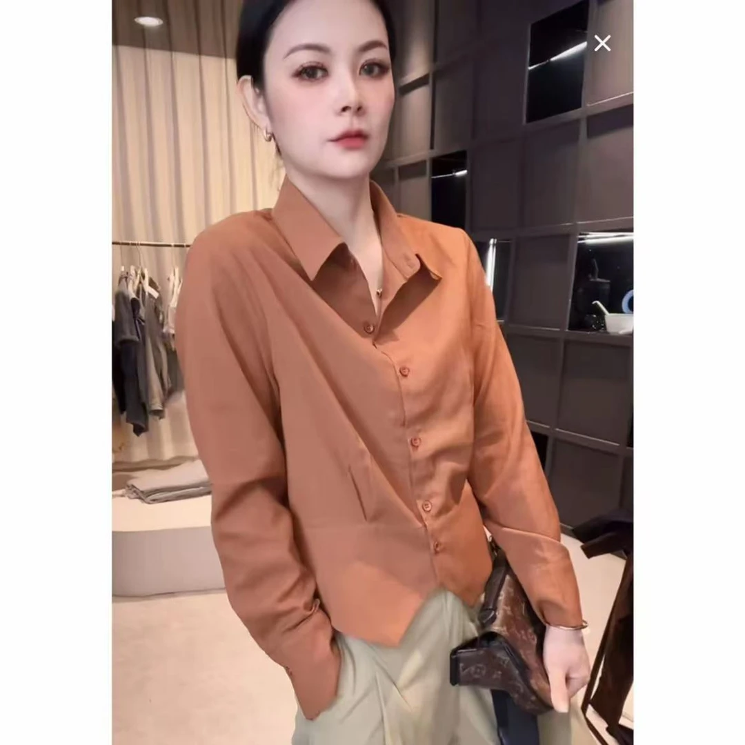 《姚家优麦汇》Y6675早秋款衬衫领设计感时尚百搭长袖显瘦上衣款女