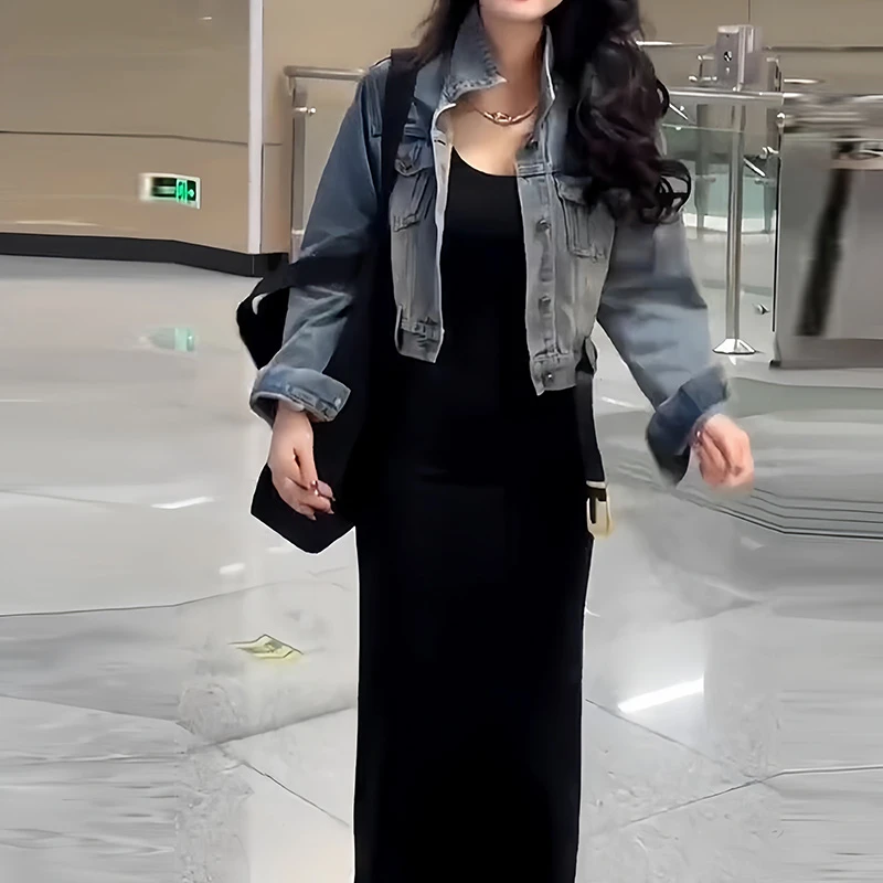 复古港风新款穿搭百搭休闲短款牛仔外套纯欲慵懒风女装秋季显瘦