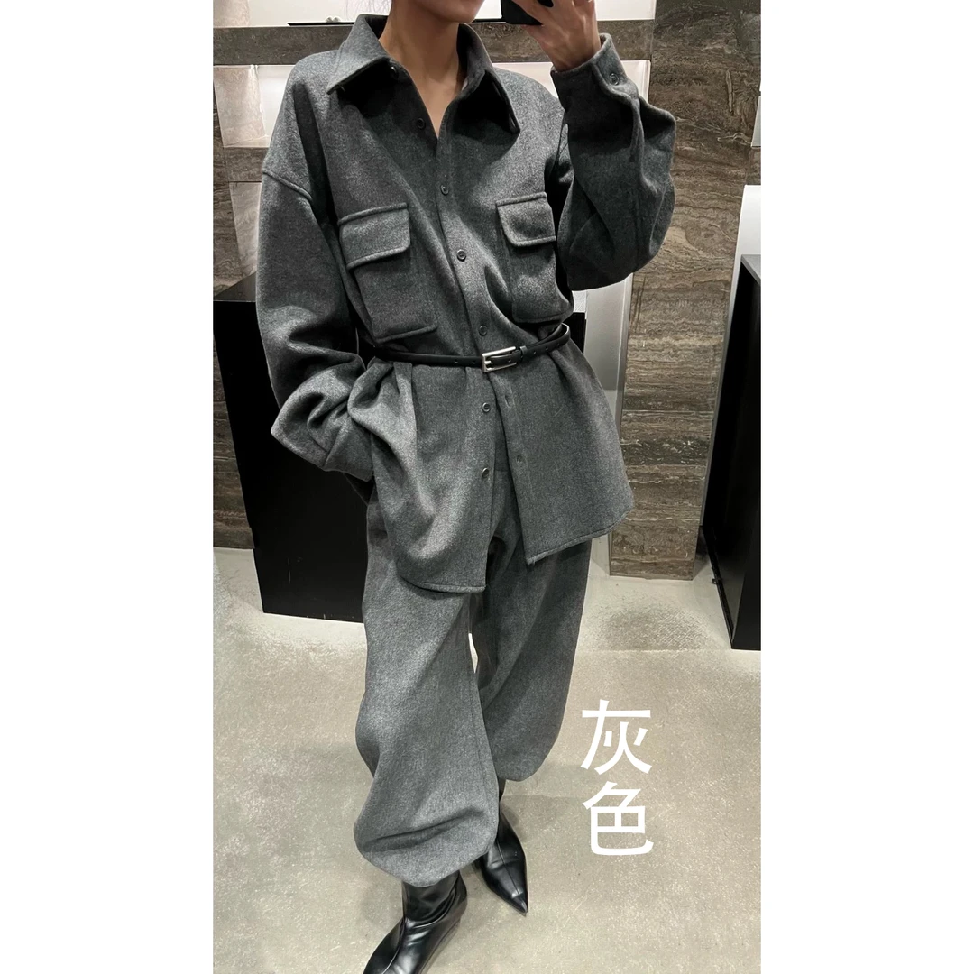 咩咩杨7091弯刀毛呢裤（衬衫是7089）