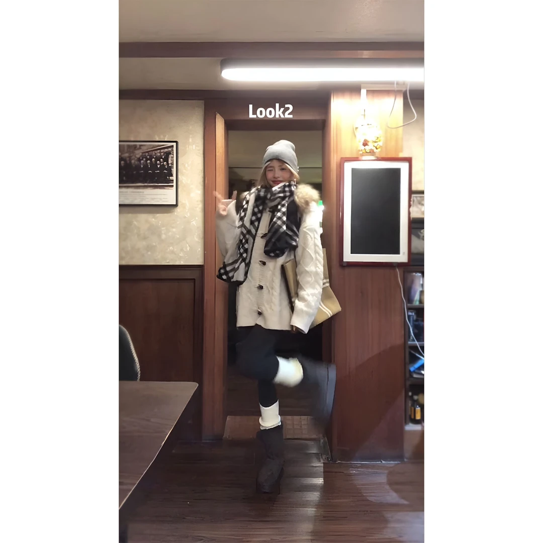 MARIE.COCO宽松毛领慵懒风针织连帽外套秋冬中长款开衫上衣