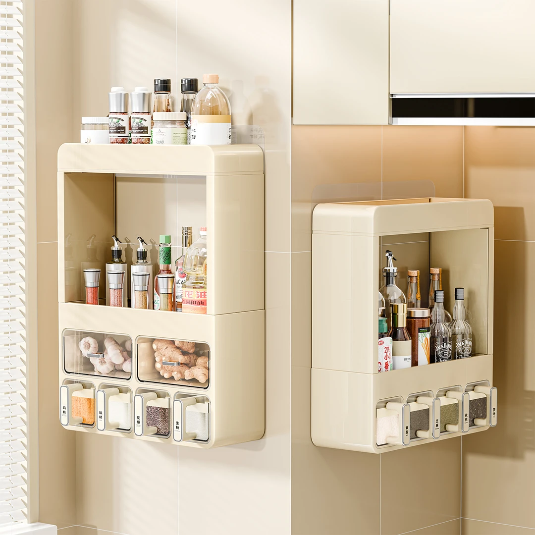 厨房置物架大容量多层壁挂式上墙多功能调料品佐料油盐酱醋收纳架