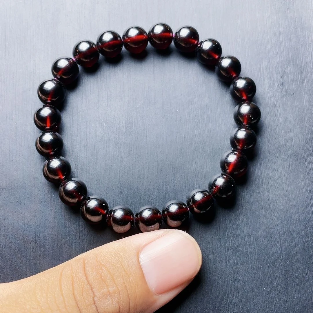 石榴石手链未镶嵌8.0MM高品质酒红单圈