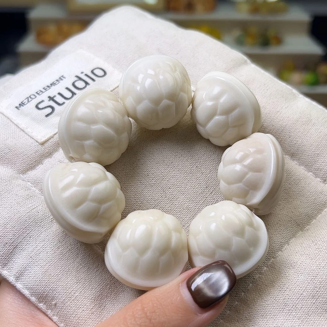 菩提根/象牙果手串瑕疵卡27左右白富甲一方手捻一串