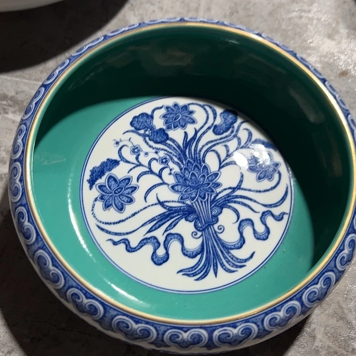 烟***光手绘松石绿茶洗一个