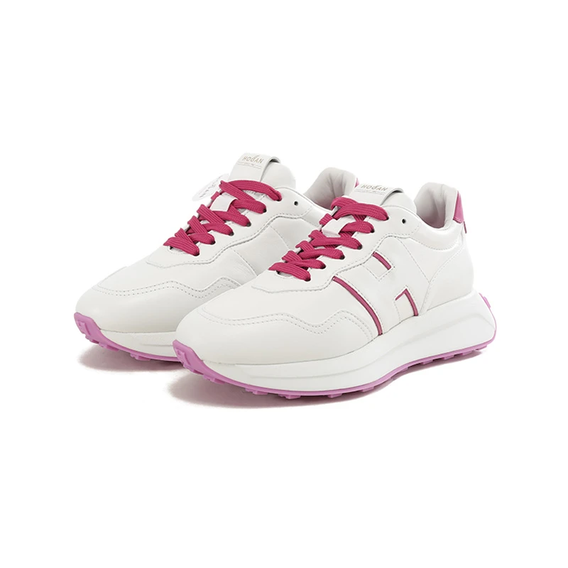 未使用 HOGAN 女士系带厚底运动鞋小白鞋跟高5cm HXW6410EH41QZB