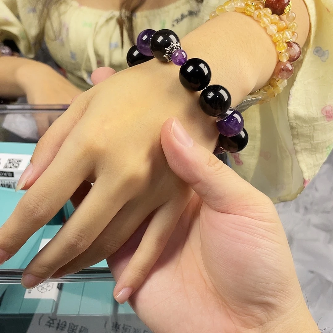 银S925镀金镶嵌水晶手串