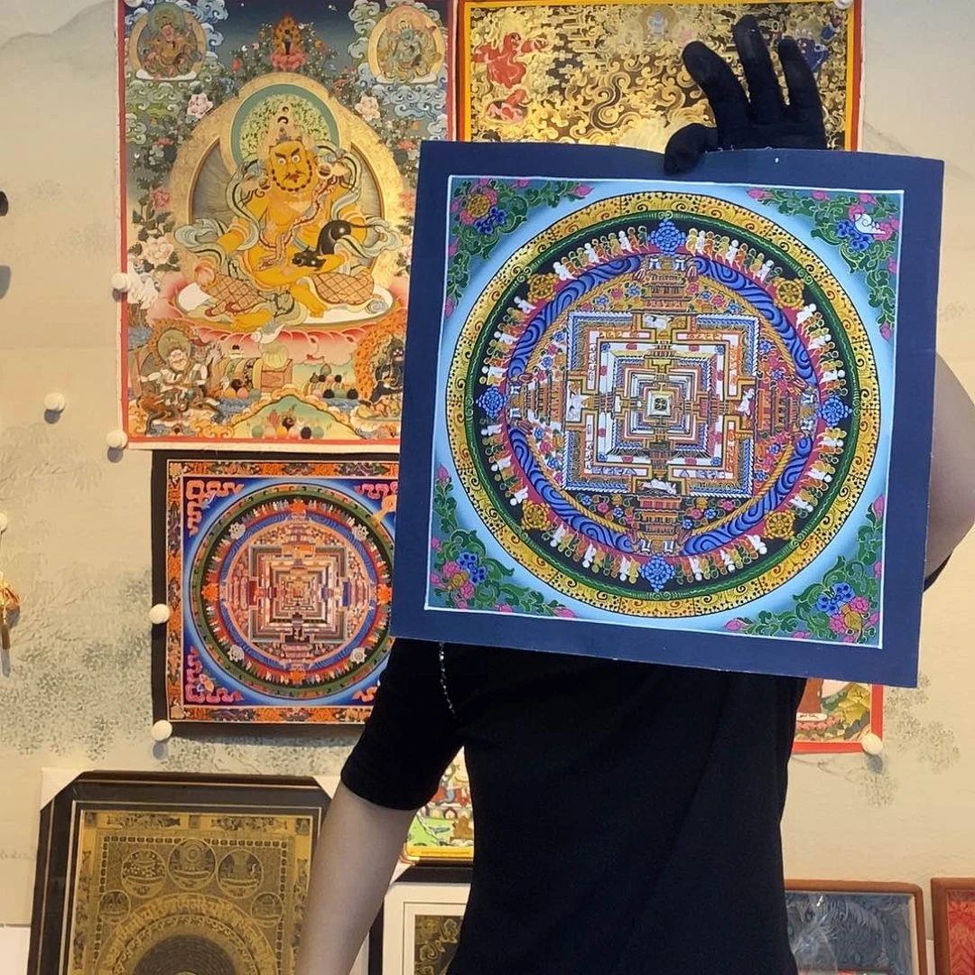 卷轴画纯手绘坛城唐卡27厘米左右