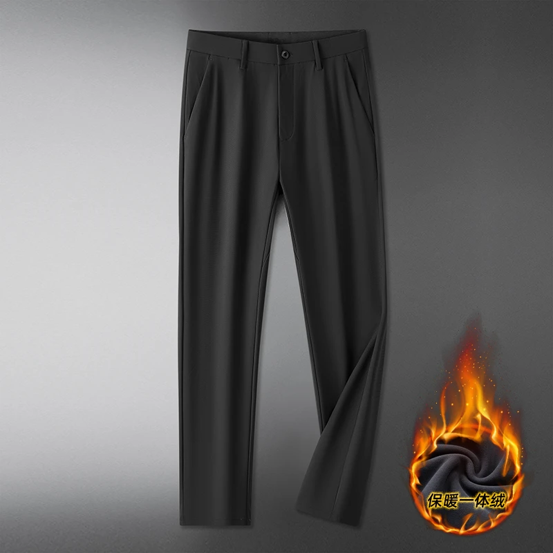 【郭有样大码男装】2025新款男士大码商务休闲弹力加绒保暖直筒西裤