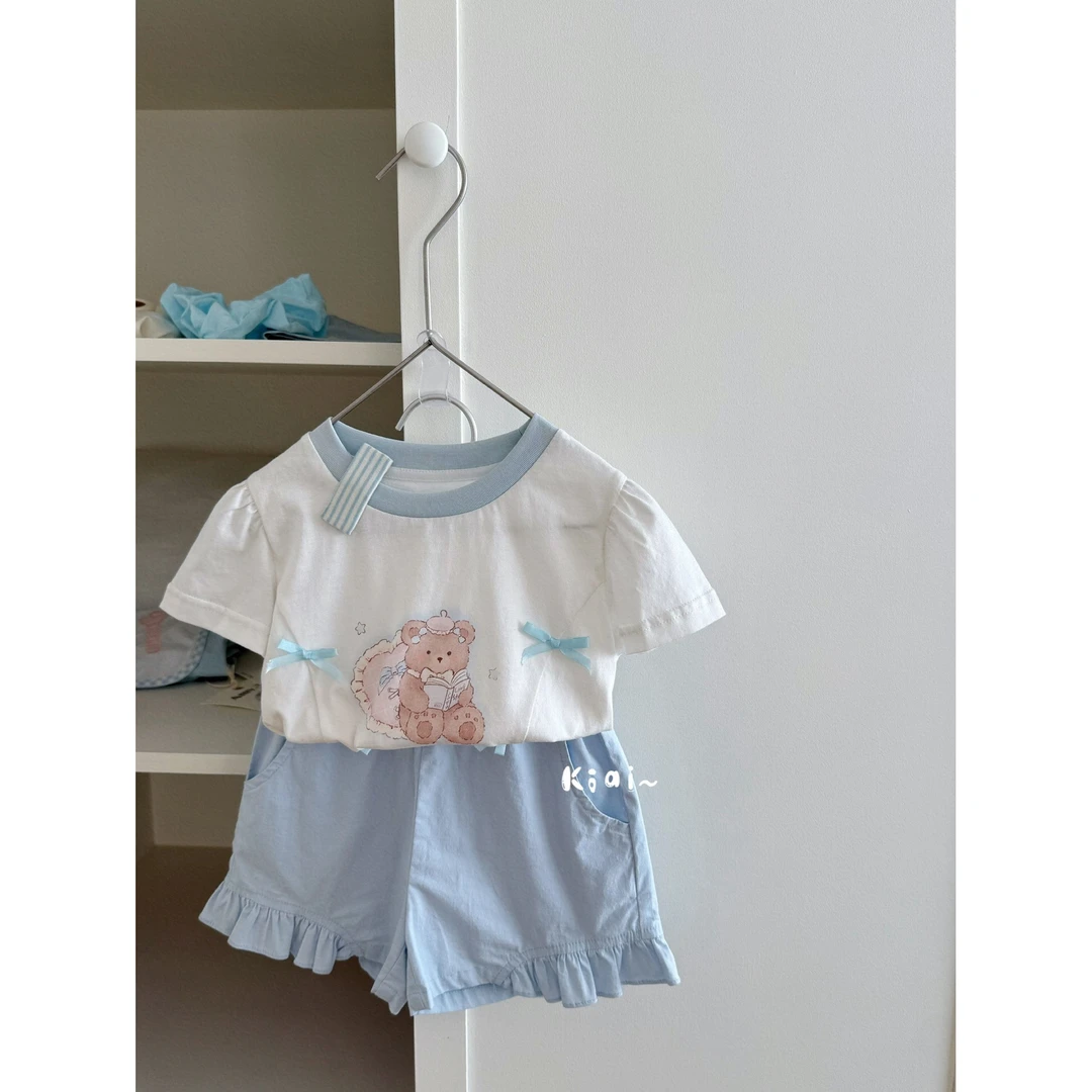 KiAi·25夏~卡通蝴蝶结短袖823168（汉服）蓝色