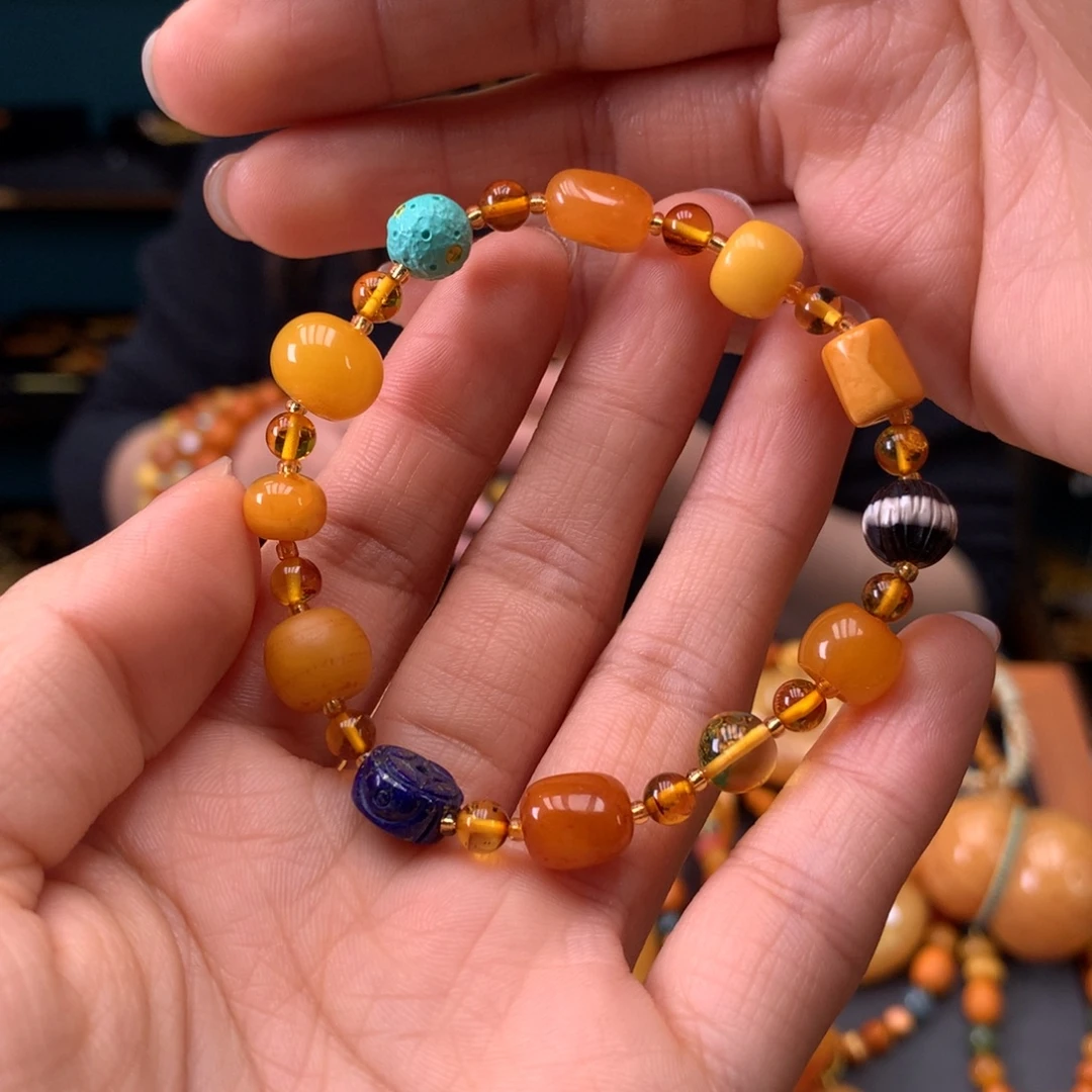 蜜蜡未镶嵌手串微瑕