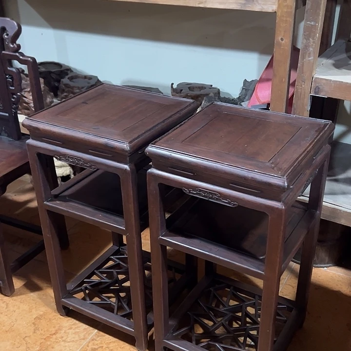 榉木花几一对大榉木材质