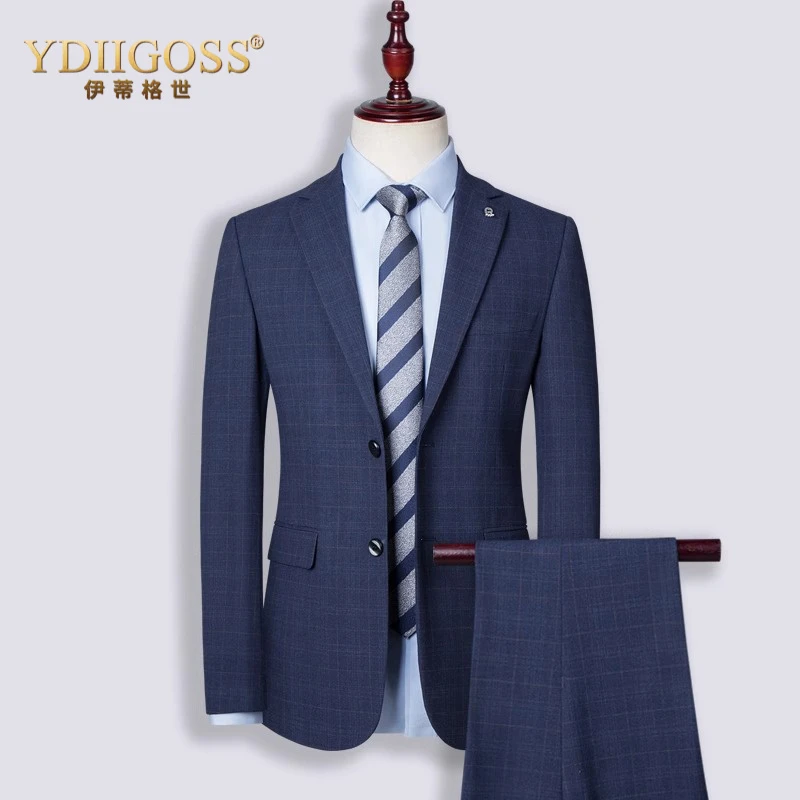 YDIIGOSS时尚轻奢男士西服套装休闲修身韩版商务正装小西服男