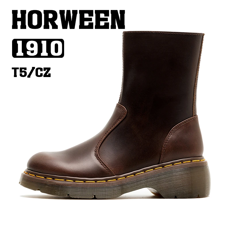 BOSITU【HOR】百年系列新款霍尔文皮1910厚底侧拉链方头切尔西靴