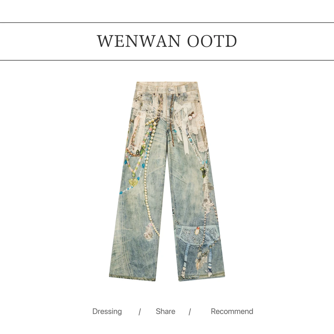 【重工链条裤】彩色3D链条设计感牛仔裤