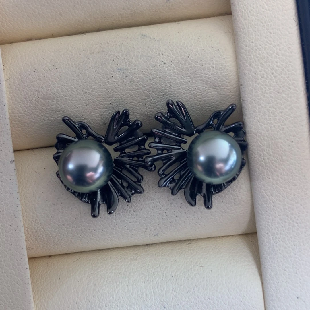 海水珍珠耳饰银S925镶嵌