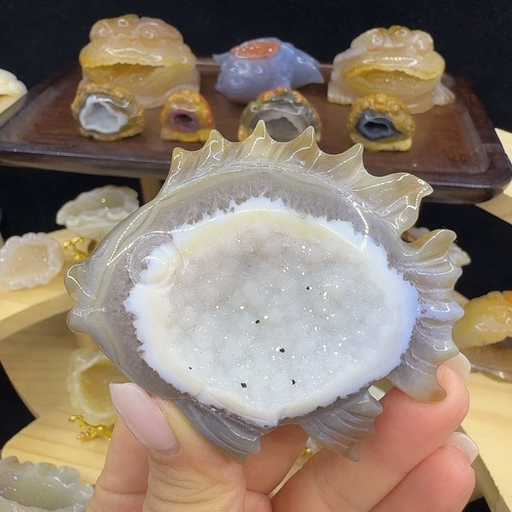 玛瑙/玉髓未镶嵌水晶多籽多福啵啵鱼