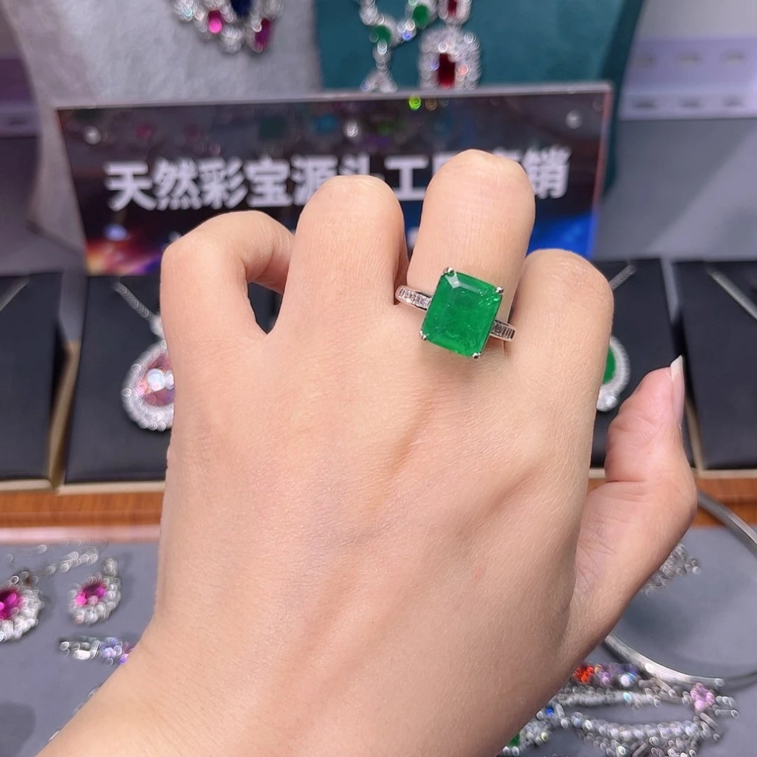 祖母绿戒指银S925镶嵌t z 82