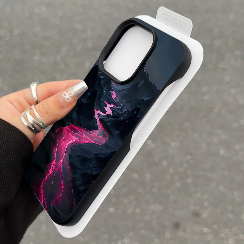 艺术山脉适用iPhone16promax卡通手机壳14/15无边框13/12/11防摔