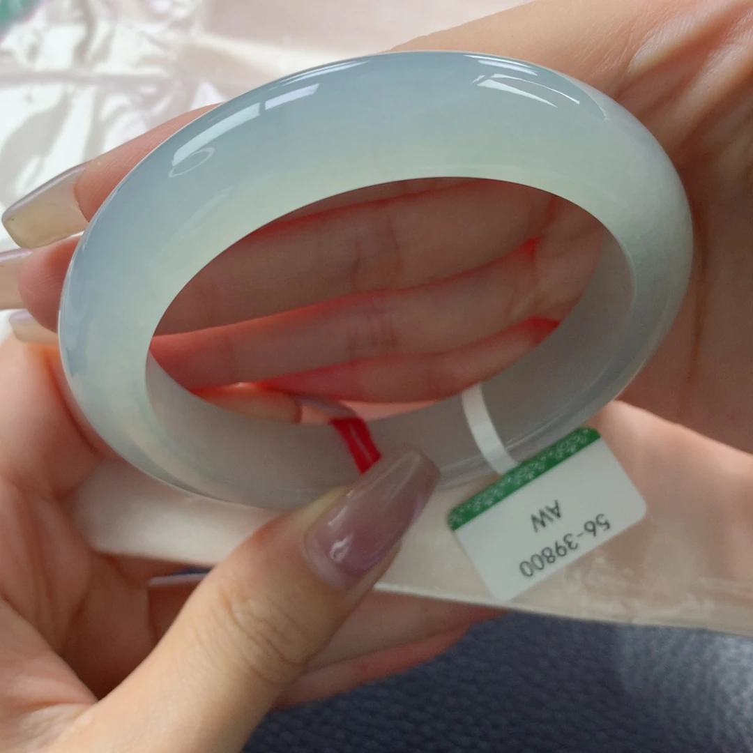 未镶嵌手镯翡翠果冻胶晴水甜绿毕业款正圈56