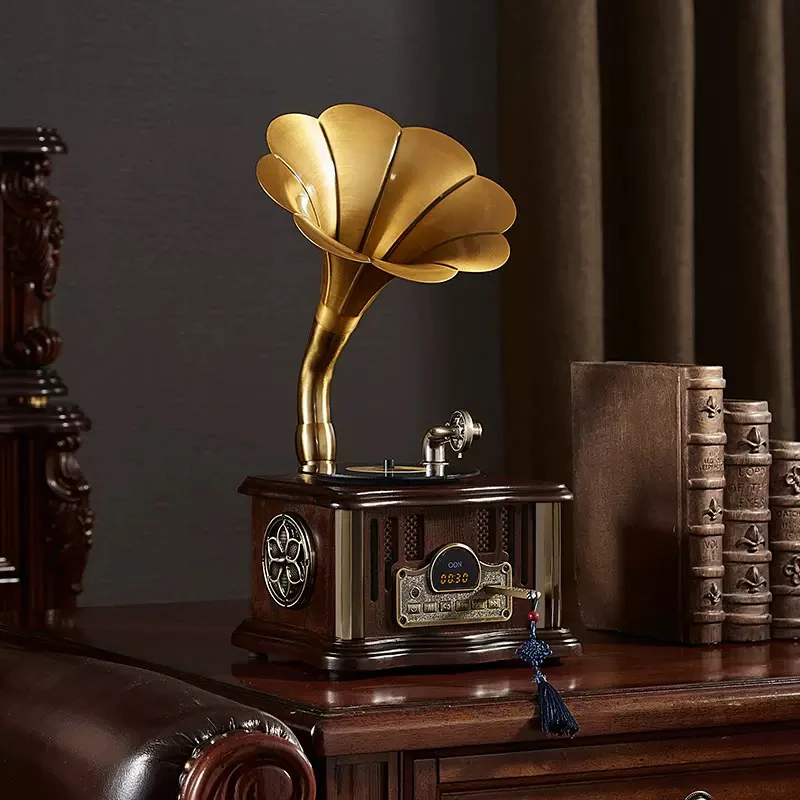 欧蒂诺特价仿古黑胶装饰留声机迷你经济款蓝牙音响礼品家居摆件