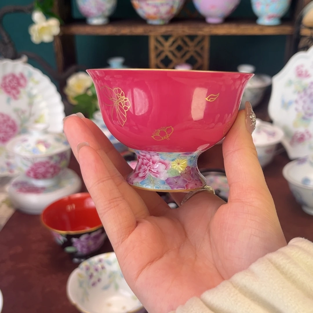摆件陶景德镇陶瓷茶杯手绘