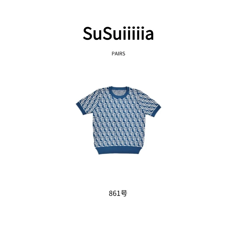 【繁花入梦】新款百搭时尚圆领短袖针织上衣861号1