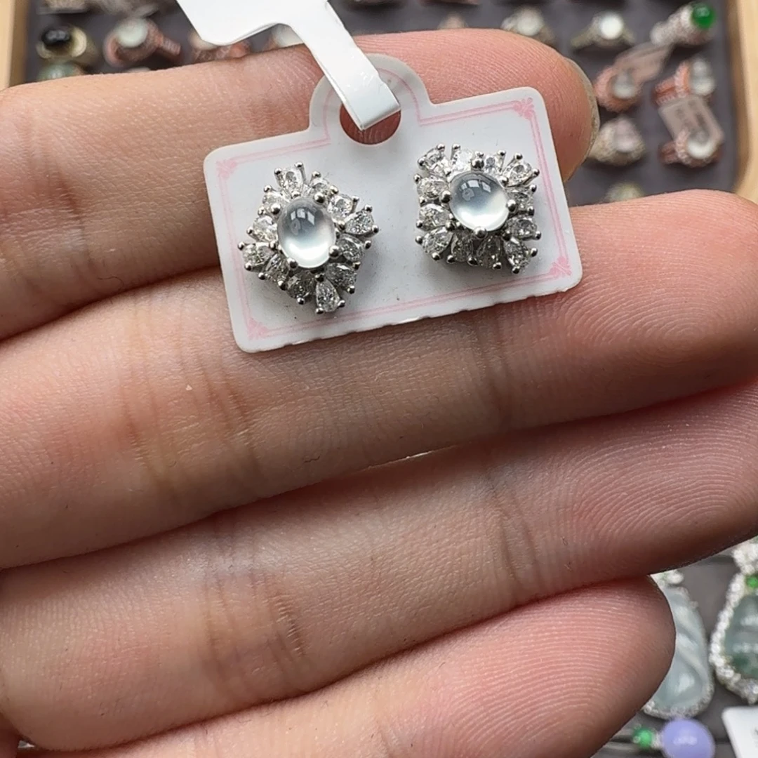 翡翠银S925镶嵌戒指天然缅甸翡翠A货