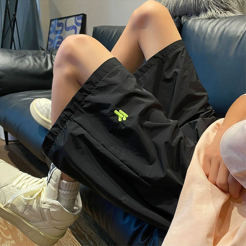 冰丝速干凉感短裤oversize休闲裤子大码显瘦潮流高街阔腿五分中裤