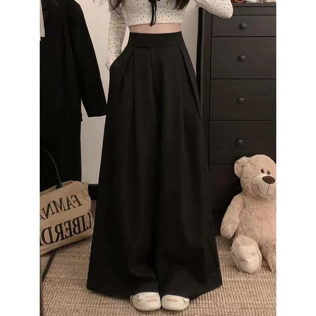 小也推荐魔术贴高腰垂感拖地西服阔腿裤58252