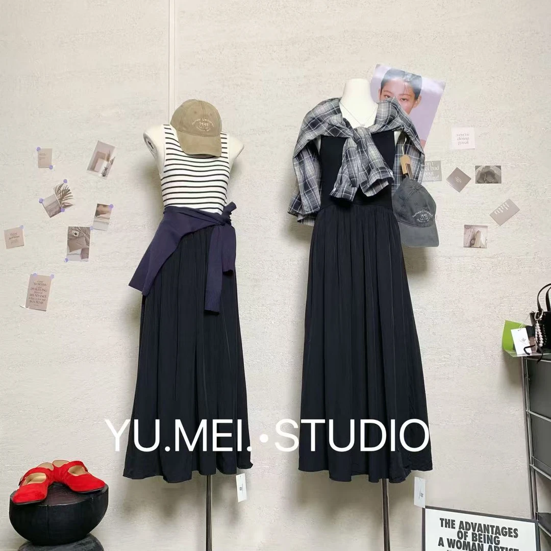 『雨美 Show』8210时尚百搭针织拼接连衣裙