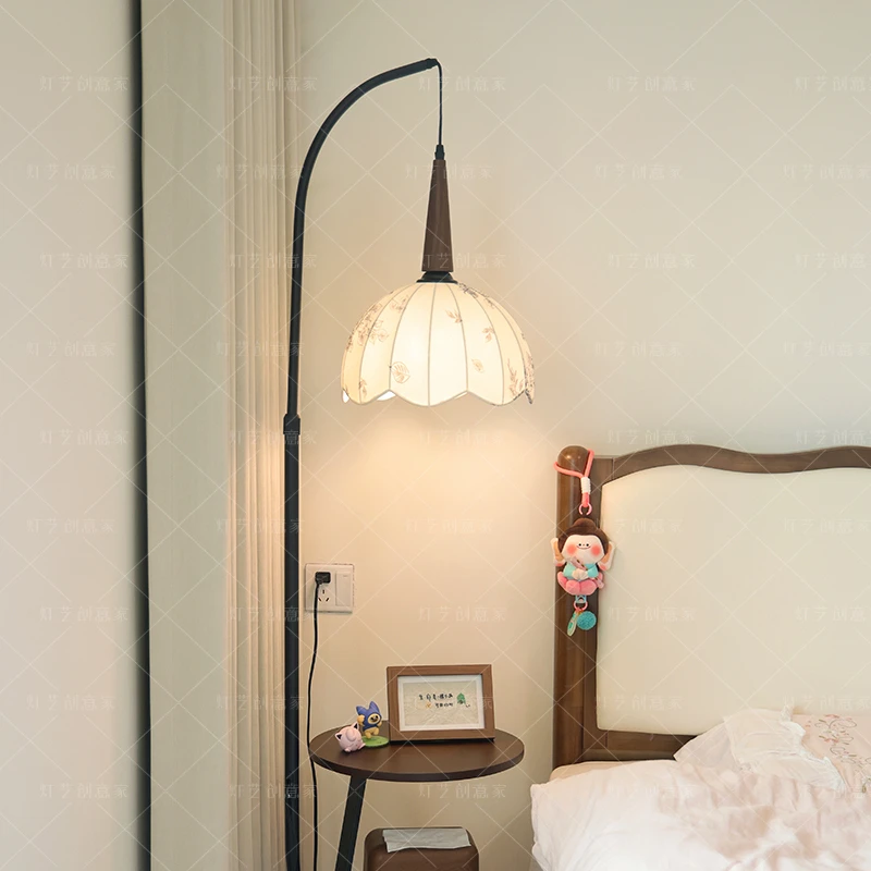 茶几置物架落地灯客厅复古侘寂风民宿书房茶卧室日式床头阅读灯