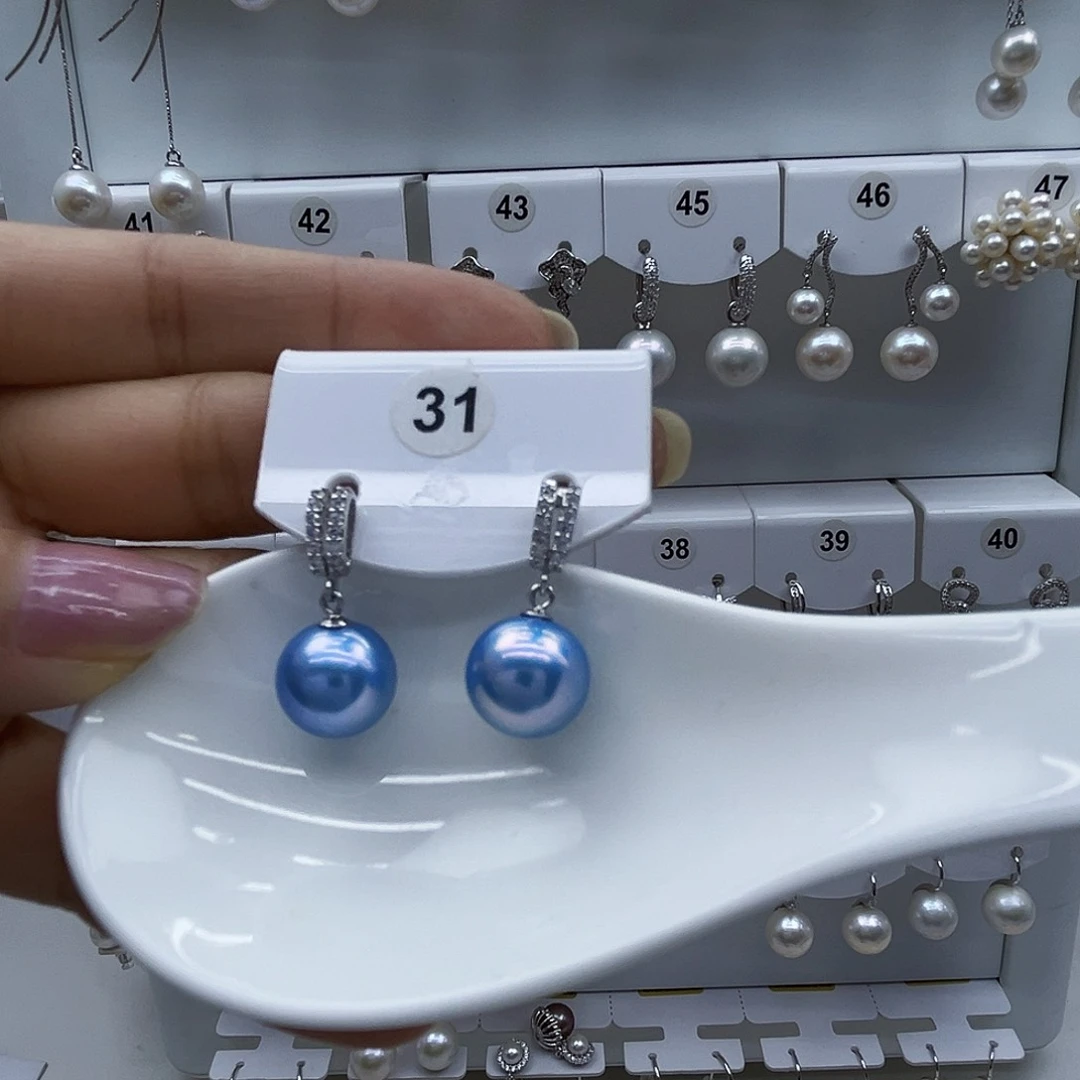 银S925镶嵌耳钉淡水珍珠万***2